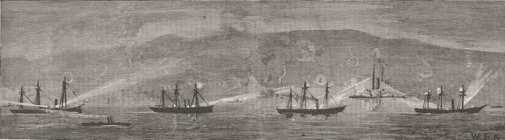 SCOTLAND. Naval exercises, Mull of Kintyre 1887 old antique print picture